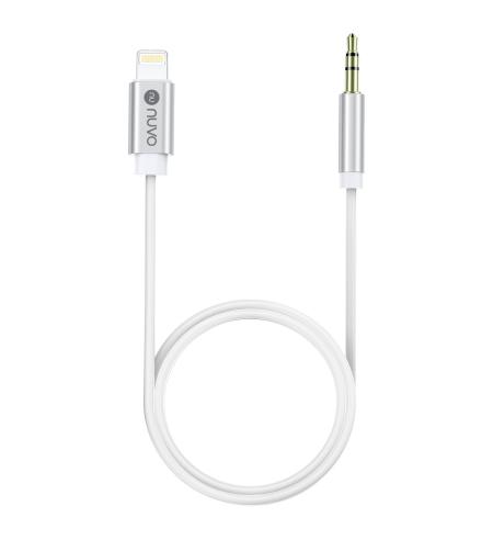 NUVO prepojovací audio kábel AUX 3.5 mm / lightning biely