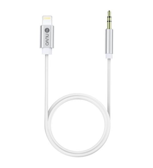 Connecting Audio Cable 3.5mm Jack to Lightning white