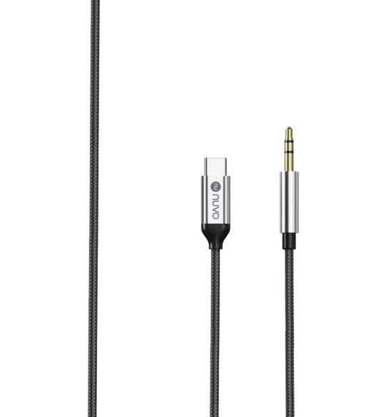 NUVO prepojovací audio kábel AUX 3.5 mm / USB-C čierny