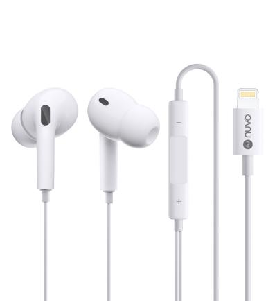 NUVO handsfree slúchadlá lightning konektor biele