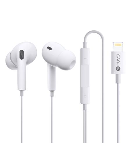 NUVO handsfree slúchadlá lightning konektor biele