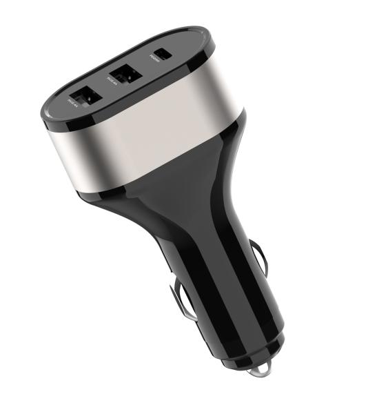 NUVO 44 W autonabíjačka s výstupmi 2x USB a 1x USB-C čierna